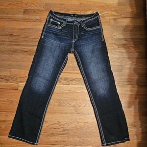 BKE Dark Blue Denim Jeans with Contrast Stitching 33x32